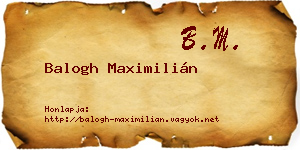 Balogh Maximilián névjegykártya